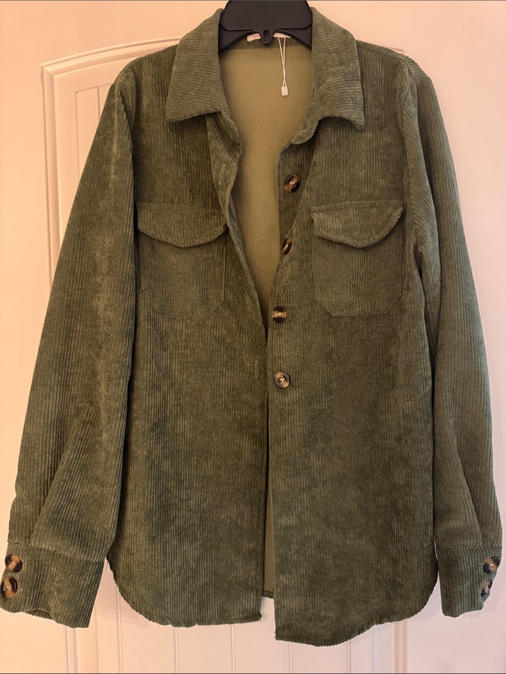 Olive Green Corduroy Button Flannel